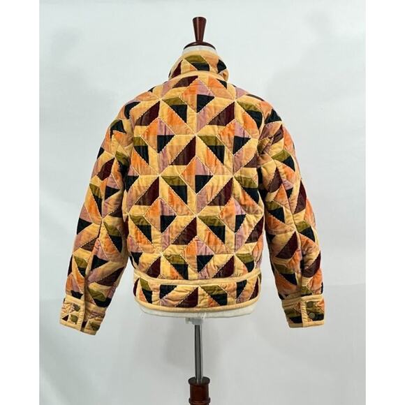 SEZANE Sz 36 4 Brandon Jacket Cotton Stella Patchwork Velvet - Picture 5 of 11